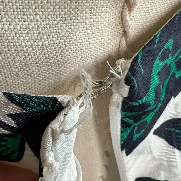 J. CREW Collection One Shoulder Ruffle Trim White Green Blue Floral Print Maxi - Picture 8 of 10